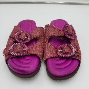 BTB Los Angeles Purple Raffia Slide Sandals Women’s Size 8 Made in Italy